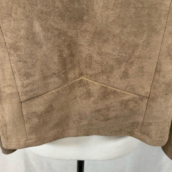 Umgee tan suede zip moto stlye jacket size small - Picture 12 of 14